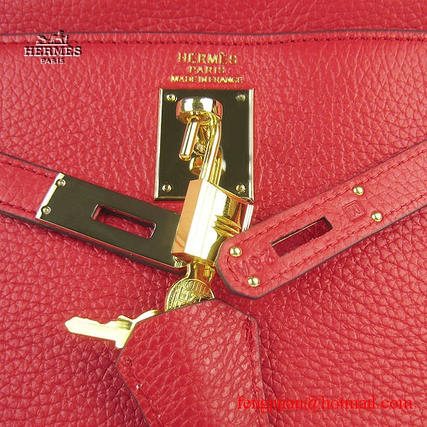 Hermes Kelly 32cm Togo Leather Bag Red 6108 Gold Hardware